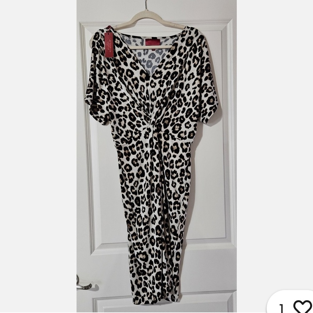 Jennifer Lopez Black and White Animal Print Dress